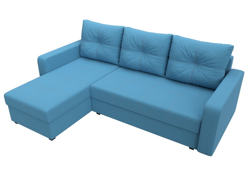Диван угловой Ливерпуль Лайт левый угол, Рогожка, Амур 10 голубой