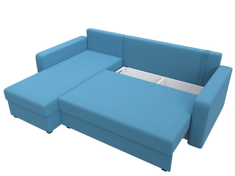 Диван угловой Ливерпуль Лайт левый угол, Рогожка, Амур 10 голубой