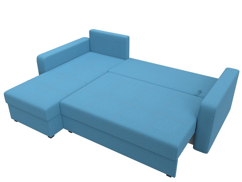 Диван угловой Ливерпуль Лайт левый угол, Рогожка, Амур 10 голубой