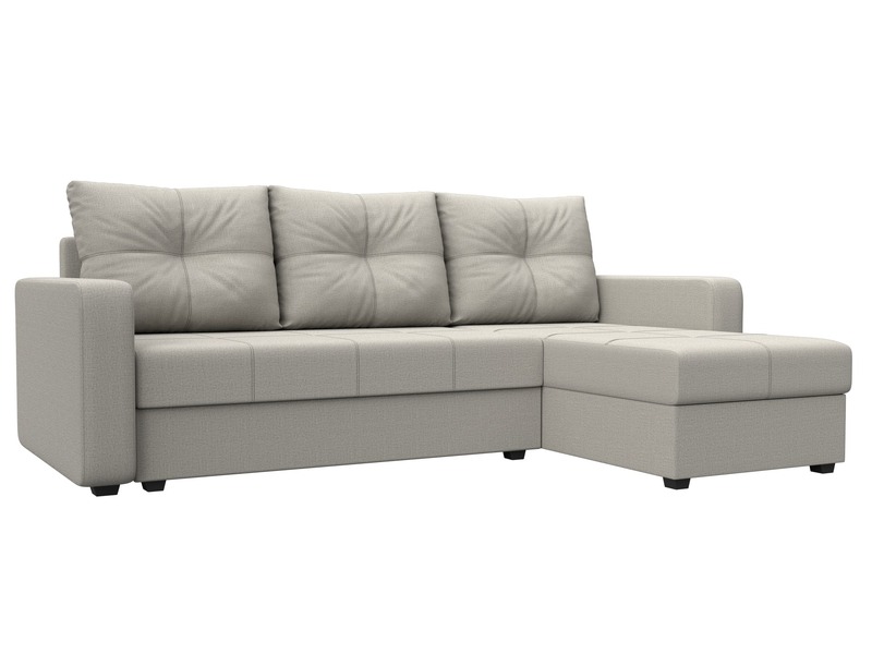 Диван угловой Ливерпуль Лайт правый угол, Рогожка, Амур 02 бежевый