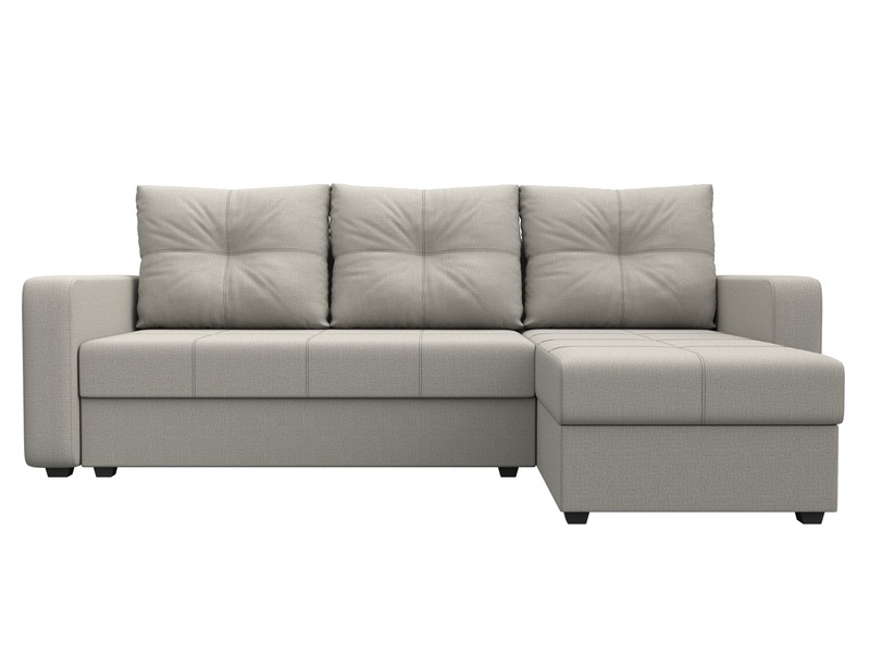 Диван угловой Ливерпуль Лайт правый угол, Рогожка, Амур 02 бежевый