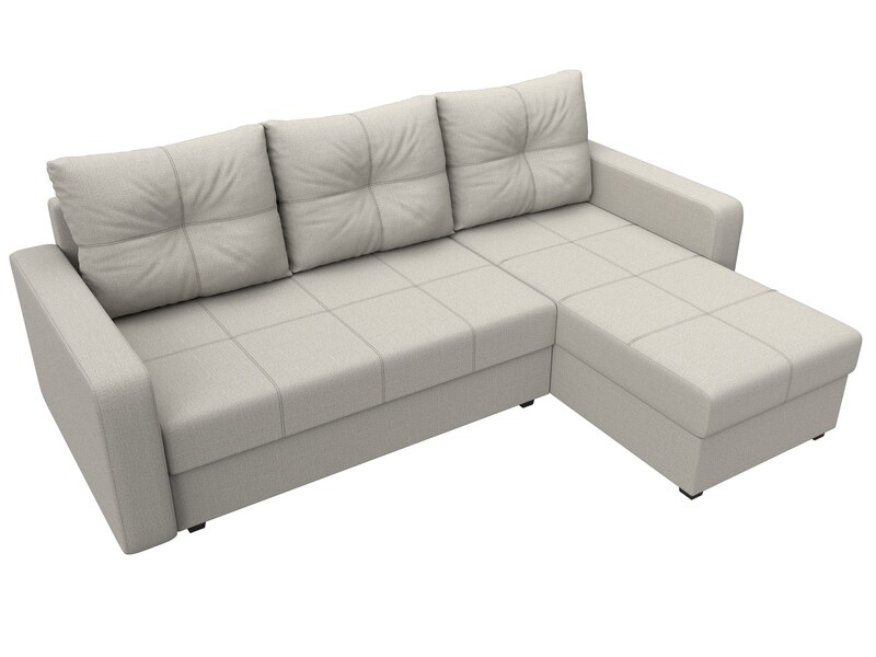 Диван угловой Ливерпуль Лайт правый угол, Рогожка, Амур 02 бежевый