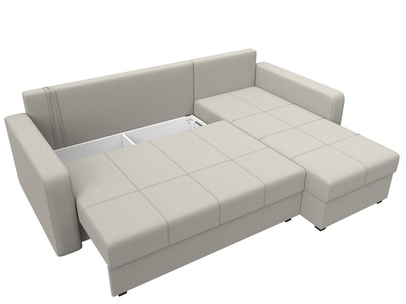 Диван угловой Ливерпуль Лайт правый угол, Рогожка, Амур 02 бежевый