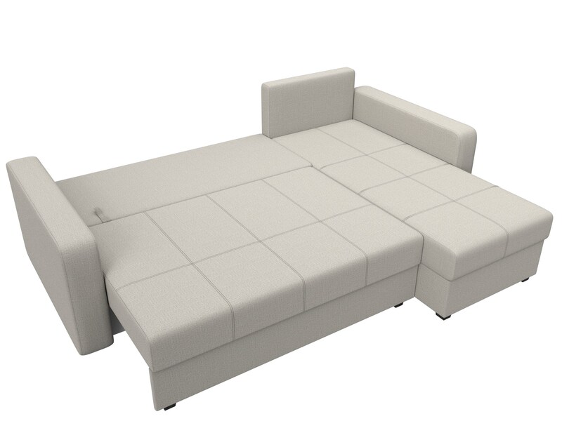 Диван угловой Ливерпуль Лайт правый угол, Рогожка, Амур 02 бежевый