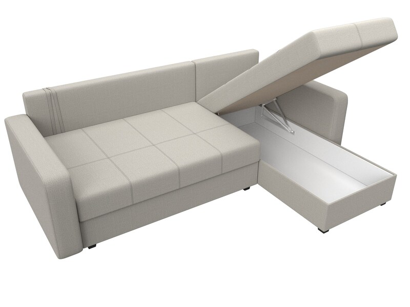 Диван угловой Ливерпуль Лайт правый угол, Рогожка, Амур 02 бежевый