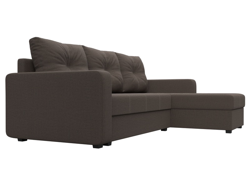 Диван угловой Ливерпуль Лайт правый угол, Рогожка, Амур 05 коричневый