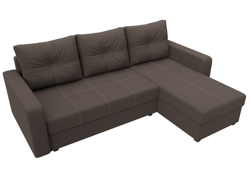 Диван угловой Ливерпуль Лайт правый угол, Рогожка, Амур 05 коричневый