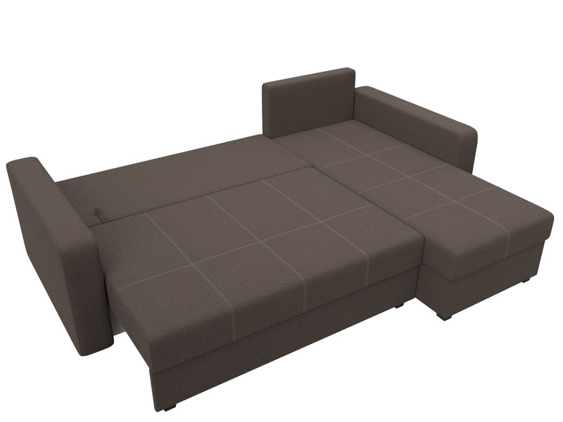 Диван угловой Ливерпуль Лайт правый угол, Рогожка, Амур 05 коричневый