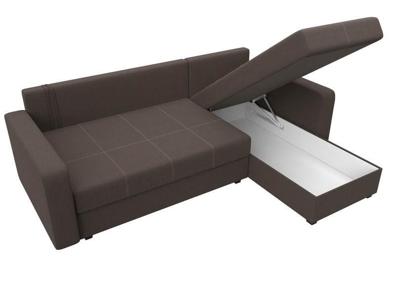 Диван угловой Ливерпуль Лайт правый угол, Рогожка, Амур 05 коричневый