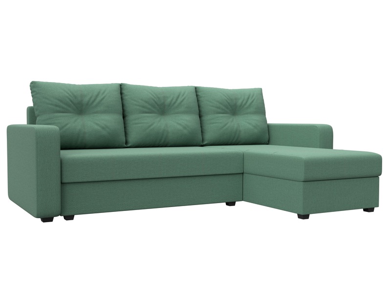 Диван угловой Ливерпуль Лайт правый угол, Рогожка, Амур 11 зеленый