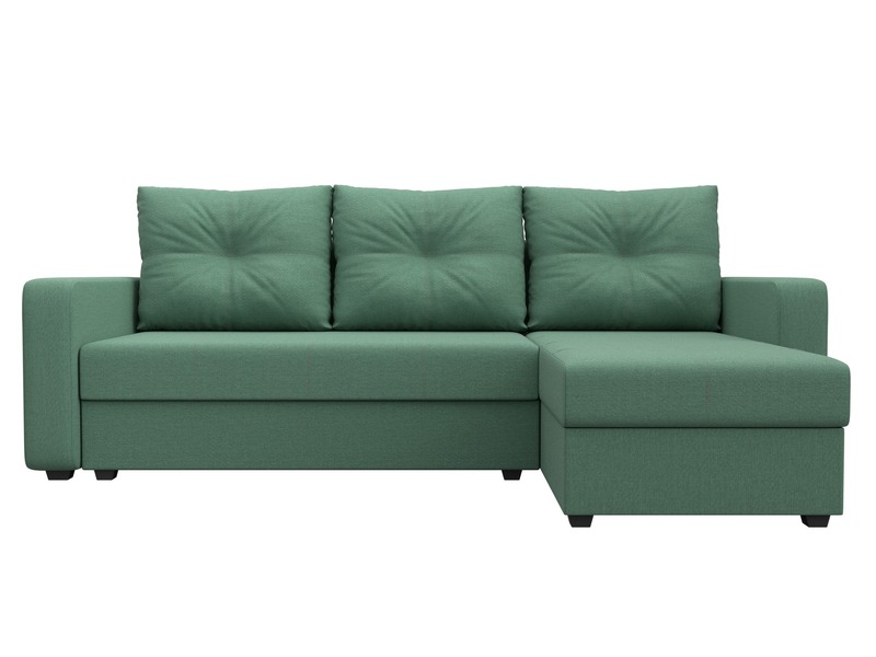 Диван угловой Ливерпуль Лайт правый угол, Рогожка, Амур 11 зеленый