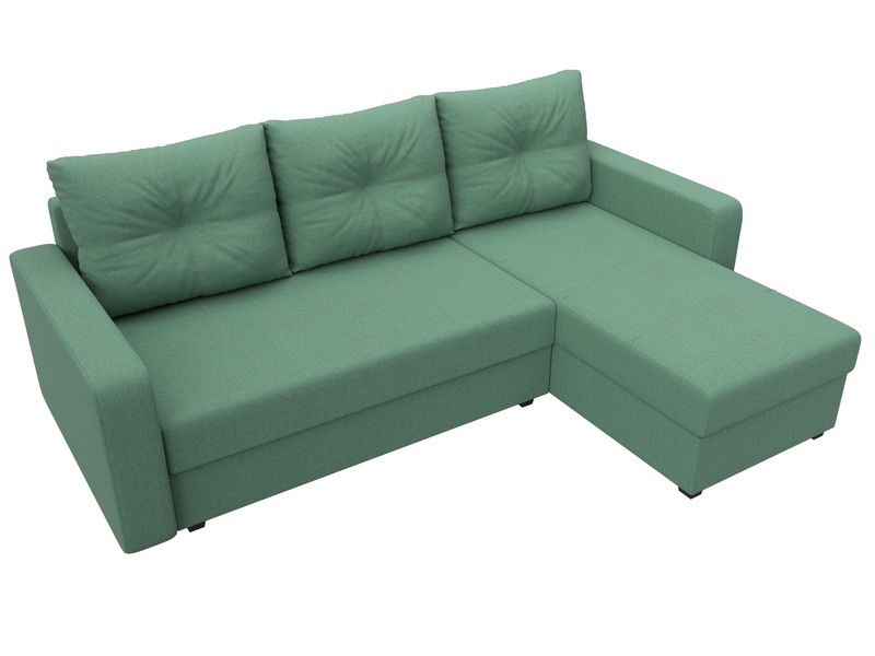 Диван угловой Ливерпуль Лайт правый угол, Рогожка, Амур 11 зеленый