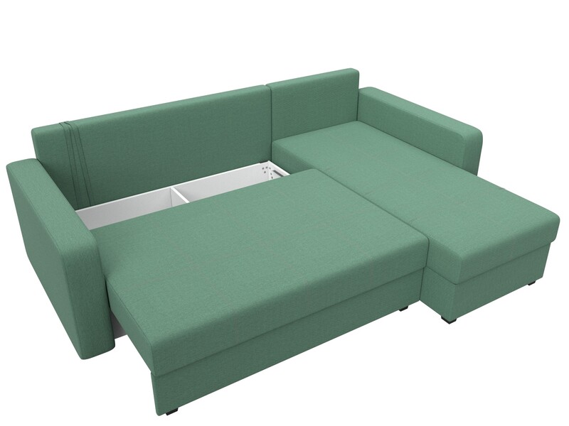 Диван угловой Ливерпуль Лайт правый угол, Рогожка, Амур 11 зеленый