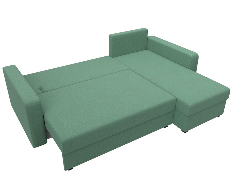 Диван угловой Ливерпуль Лайт правый угол, Рогожка, Амур 11 зеленый