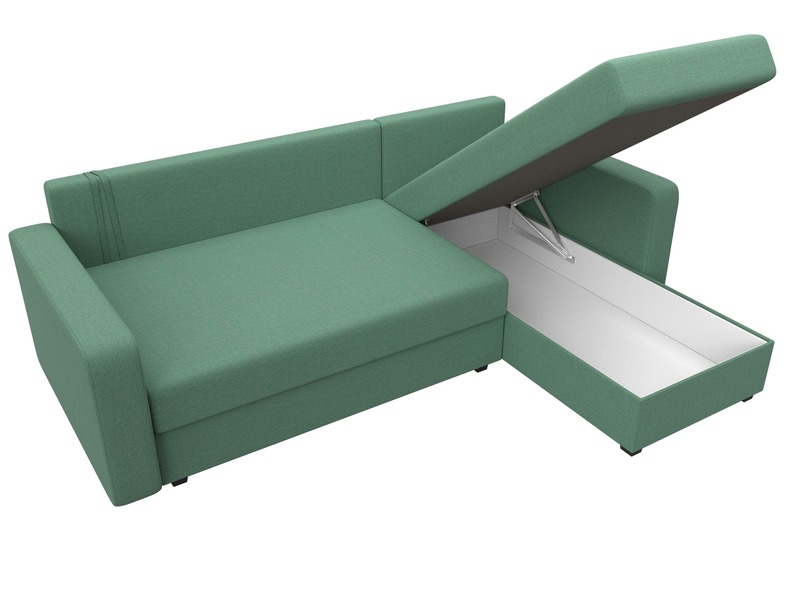 Диван угловой Ливерпуль Лайт правый угол, Рогожка, Амур 11 зеленый