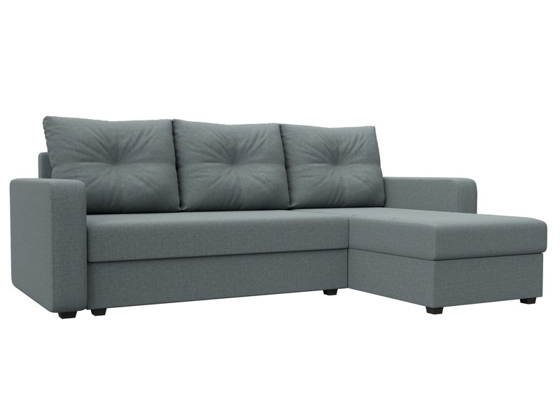 Диван угловой Ливерпуль Лайт правый угол, Рогожка, Амур 07 серый