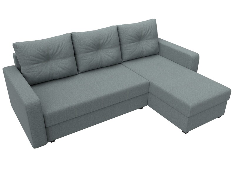 Диван угловой Ливерпуль Лайт правый угол, Рогожка, Амур 07 серый