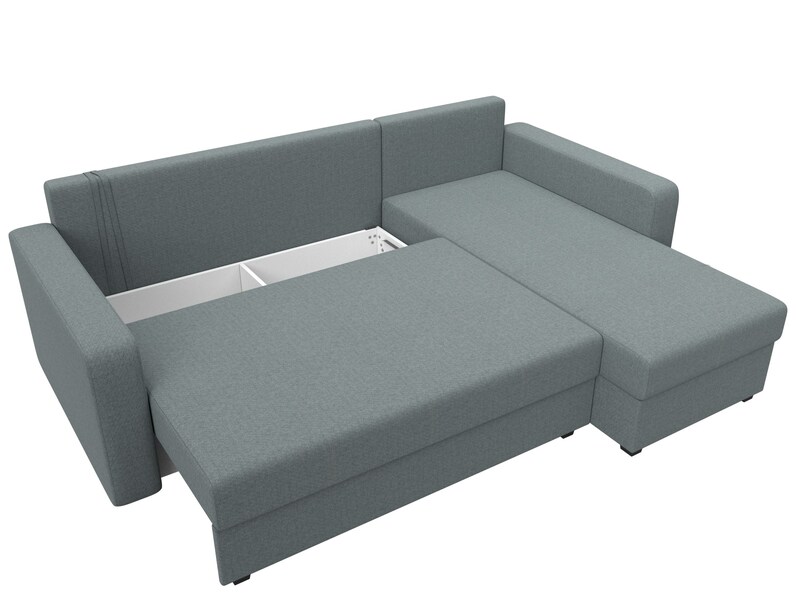 Диван угловой Ливерпуль Лайт правый угол, Рогожка, Амур 07 серый