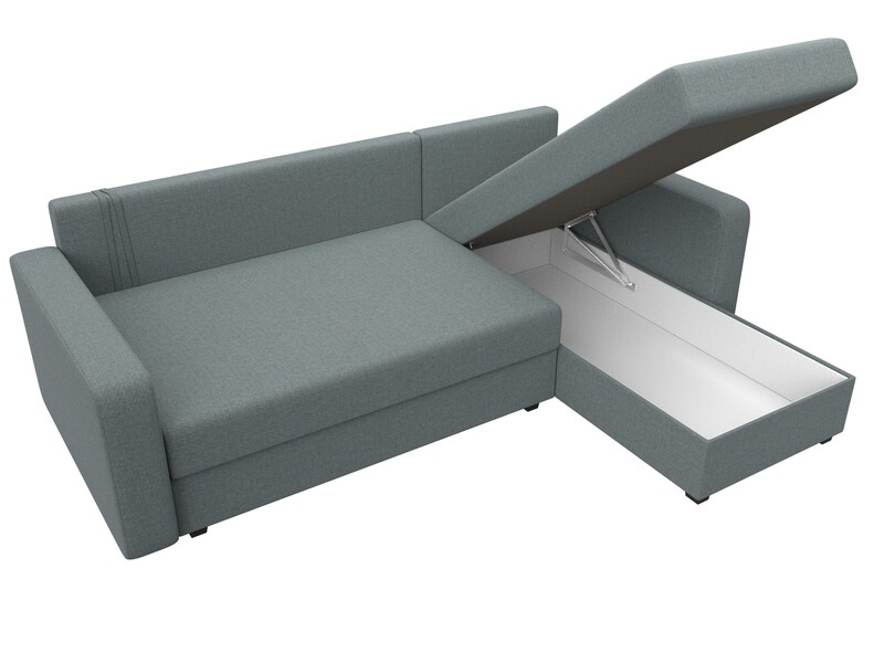 Диван угловой Ливерпуль Лайт правый угол, Рогожка, Амур 07 серый