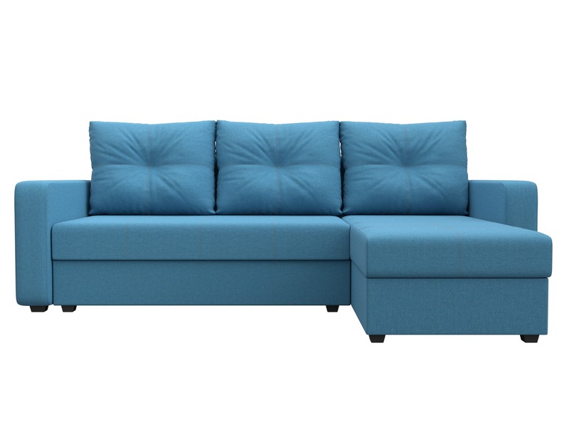 Диван угловой Ливерпуль Лайт правый угол, Рогожка, Амур 10 голубой