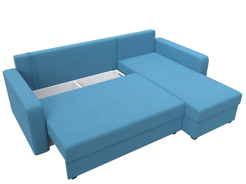 Диван угловой Ливерпуль Лайт правый угол, Рогожка, Амур 10 голубой