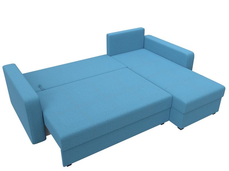 Диван угловой Ливерпуль Лайт правый угол, Рогожка, Амур 10 голубой
