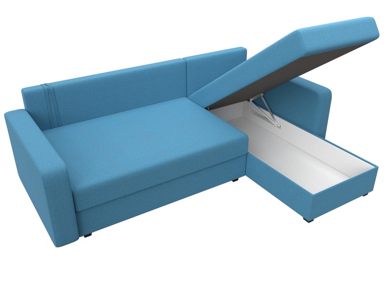 Диван угловой Ливерпуль Лайт правый угол, Рогожка, Амур 10 голубой