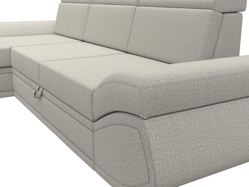 Диван угловой Лига-032 левый угол, Рогожка, Амур 02 бежевый