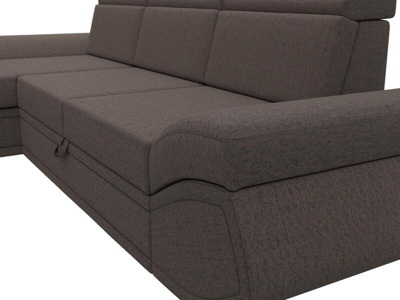 Диван угловой Лига-032 левый угол, Рогожка, Амур 05 коричневый