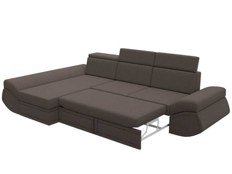 Диван угловой Лига-032 левый угол, Рогожка, Амур 05 коричневый