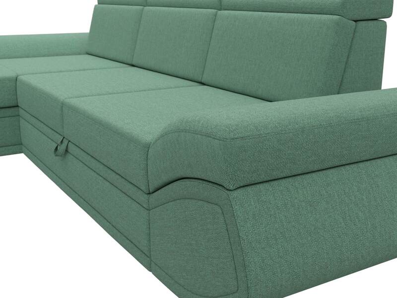 Диван угловой Лига-032 левый угол, Рогожка, Амур 11 зеленый