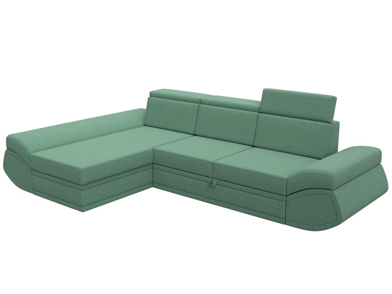 Диван угловой Лига-032 левый угол, Рогожка, Амур 11 зеленый