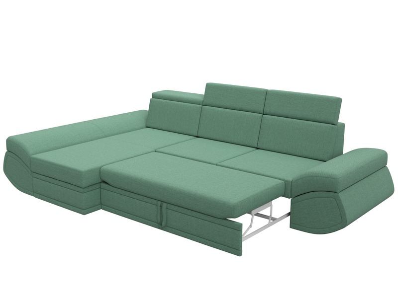 Диван угловой Лига-032 левый угол, Рогожка, Амур 11 зеленый
