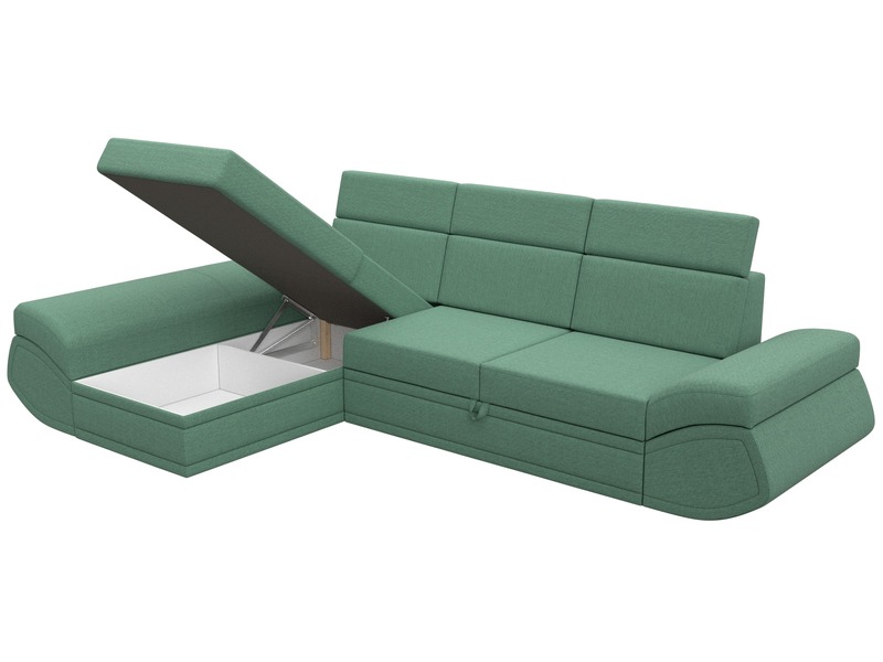 Диван угловой Лига-032 левый угол, Рогожка, Амур 11 зеленый