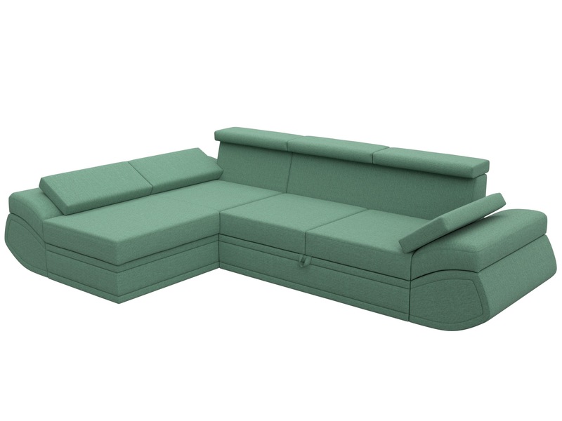 Диван угловой Лига-032 левый угол, Рогожка, Амур 11 зеленый