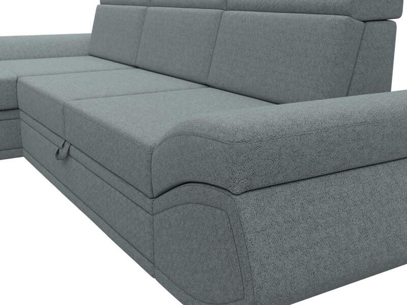 Диван угловой Лига-032 левый угол, Рогожка, Амур 07 серый