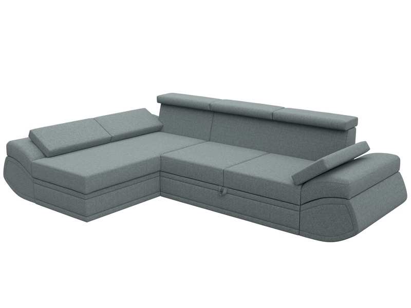 Диван угловой Лига-032 левый угол, Рогожка, Амур 07 серый