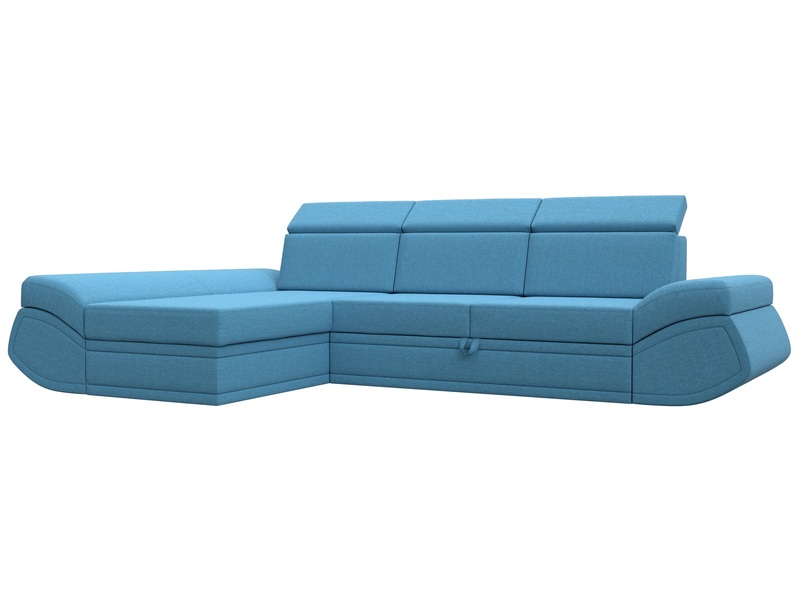 Диван угловой Лига-032 левый угол, Рогожка, Амур 10 голубой