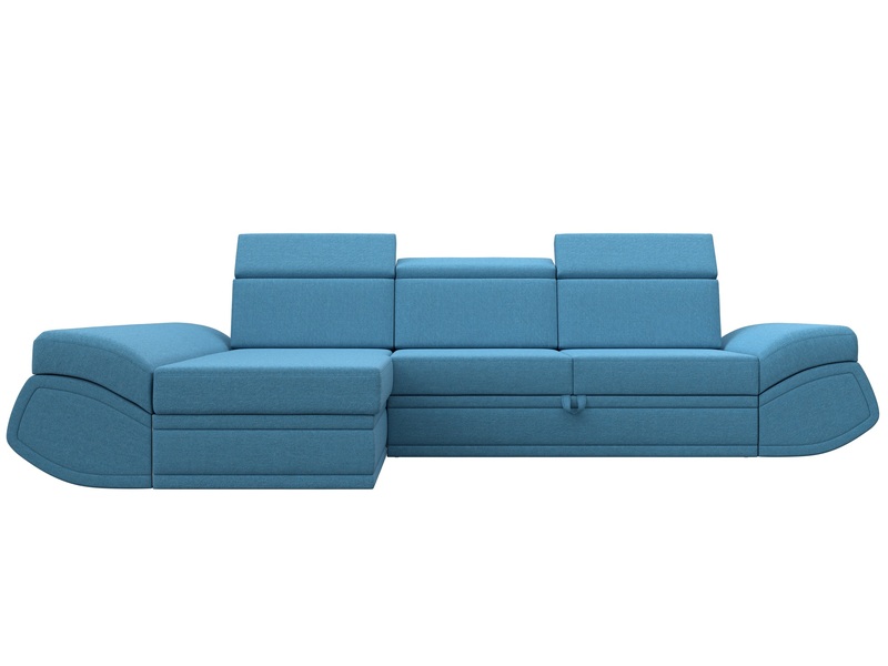 Диван угловой Лига-032 левый угол, Рогожка, Амур 10 голубой