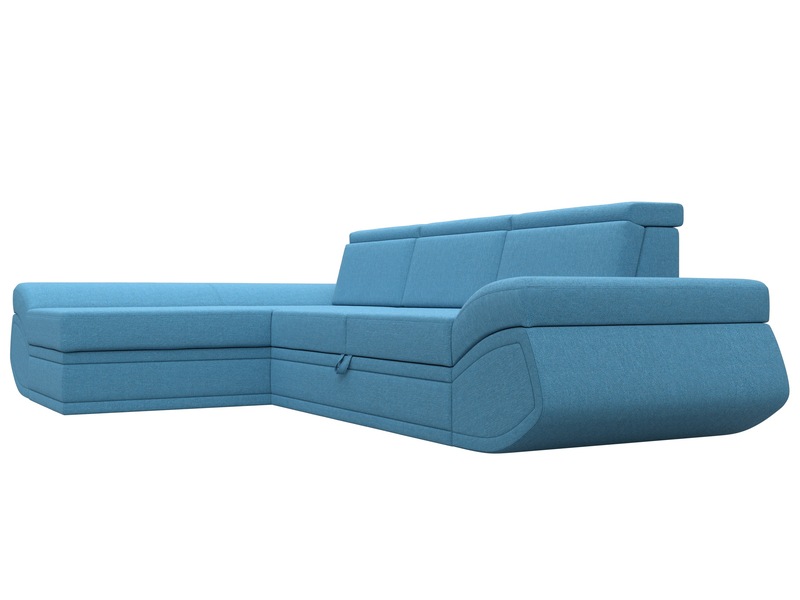 Диван угловой Лига-032 левый угол, Рогожка, Амур 10 голубой