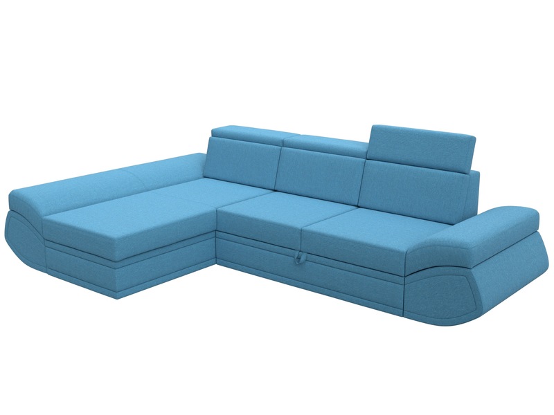 Диван угловой Лига-032 левый угол, Рогожка, Амур 10 голубой