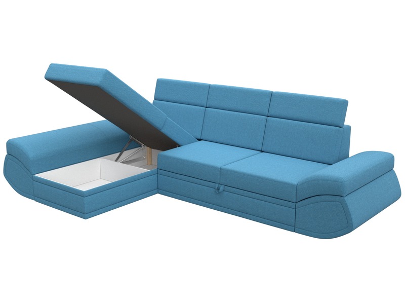 Диван угловой Лига-032 левый угол, Рогожка, Амур 10 голубой