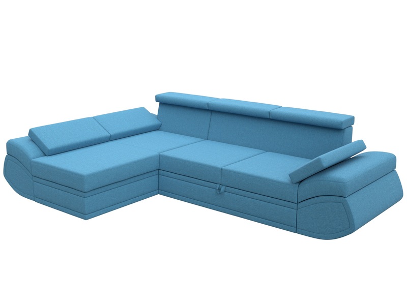 Диван угловой Лига-032 левый угол, Рогожка, Амур 10 голубой