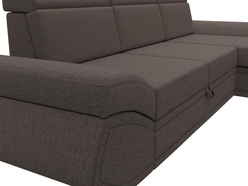 Диван угловой Лига-032 правый угол, Рогожка, Амур 05 коричневый