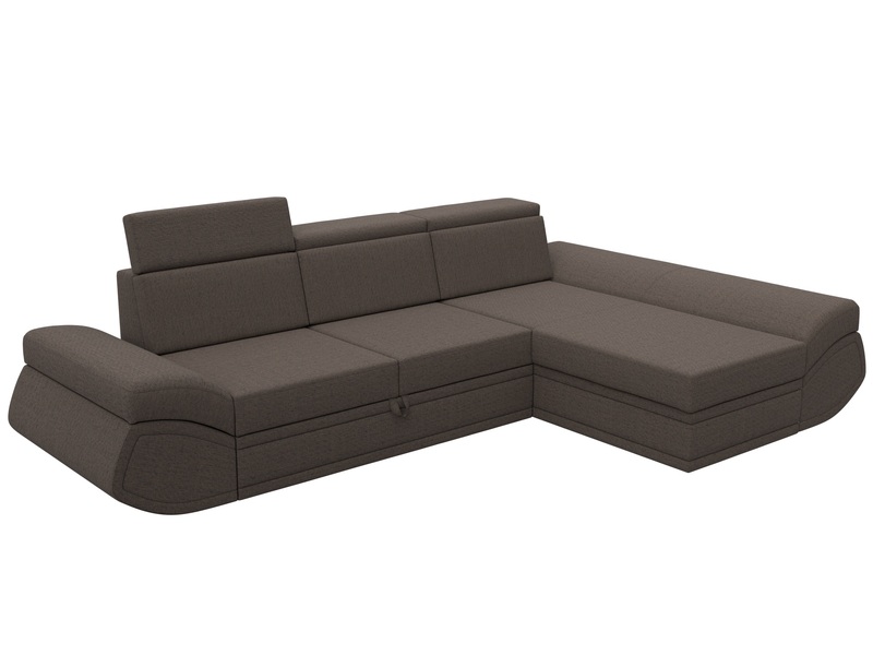 Диван угловой Лига-032 правый угол, Рогожка, Амур 05 коричневый