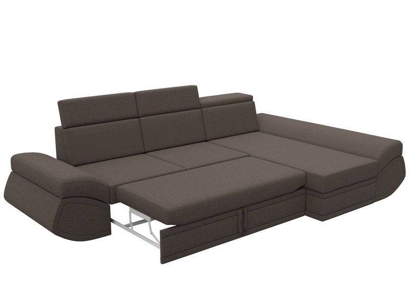 Диван угловой Лига-032 правый угол, Рогожка, Амур 05 коричневый