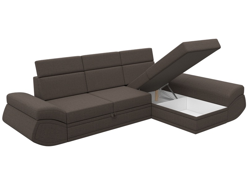 Диван угловой Лига-032 правый угол, Рогожка, Амур 05 коричневый