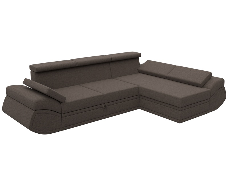 Диван угловой Лига-032 правый угол, Рогожка, Амур 05 коричневый
