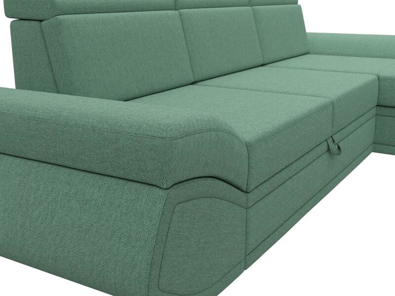 Диван угловой Лига-032 правый угол, Рогожка, Амур 11 зеленый