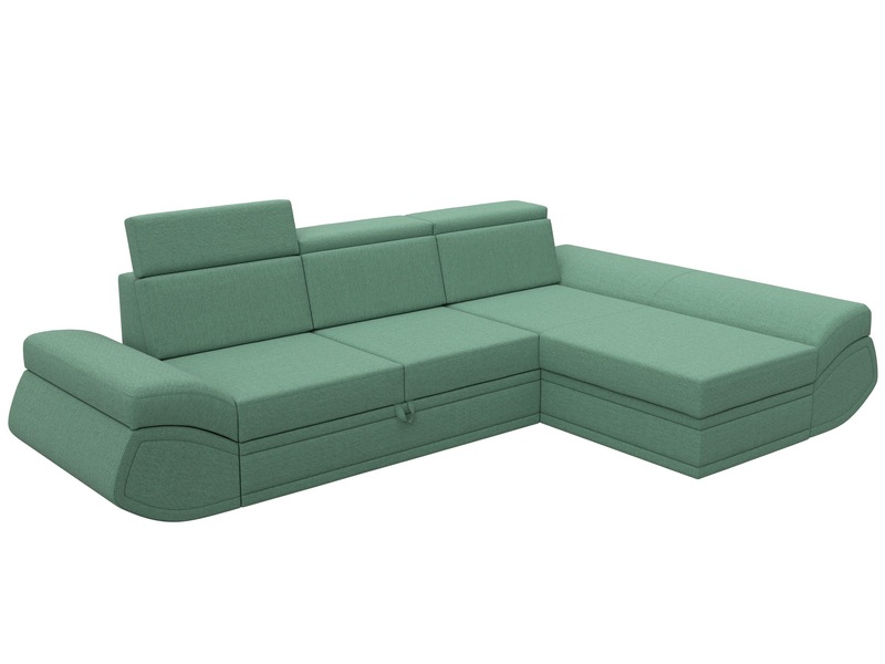 Диван угловой Лига-032 правый угол, Рогожка, Амур 11 зеленый
